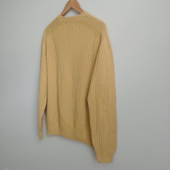 Vintage made in Italy Men's Large merino wool blend thick yellow sweater - Picture 5 of 16